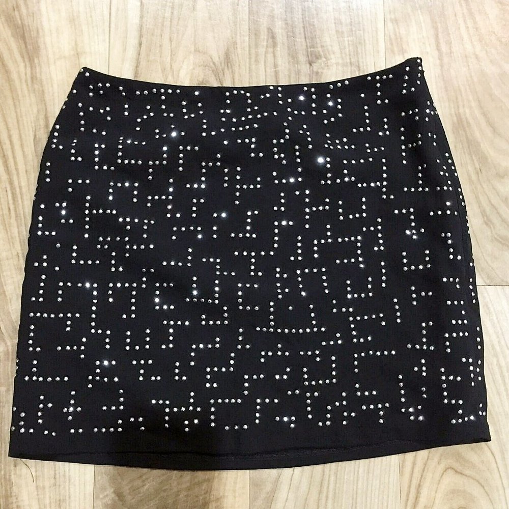 NEW GAP Factory Studded Skirt Size 4 Womens Black And Silver Tea Sparkle Mini